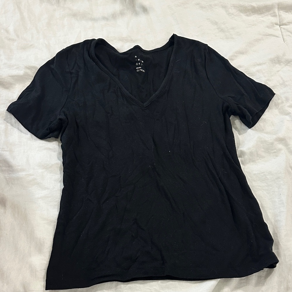 a new day Black V-Neck Short Sleeve Tee